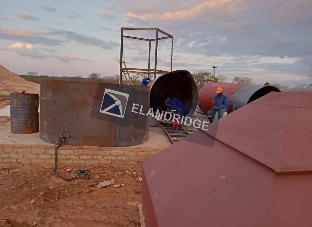 Tank fabrication on the pad at Kambuzi